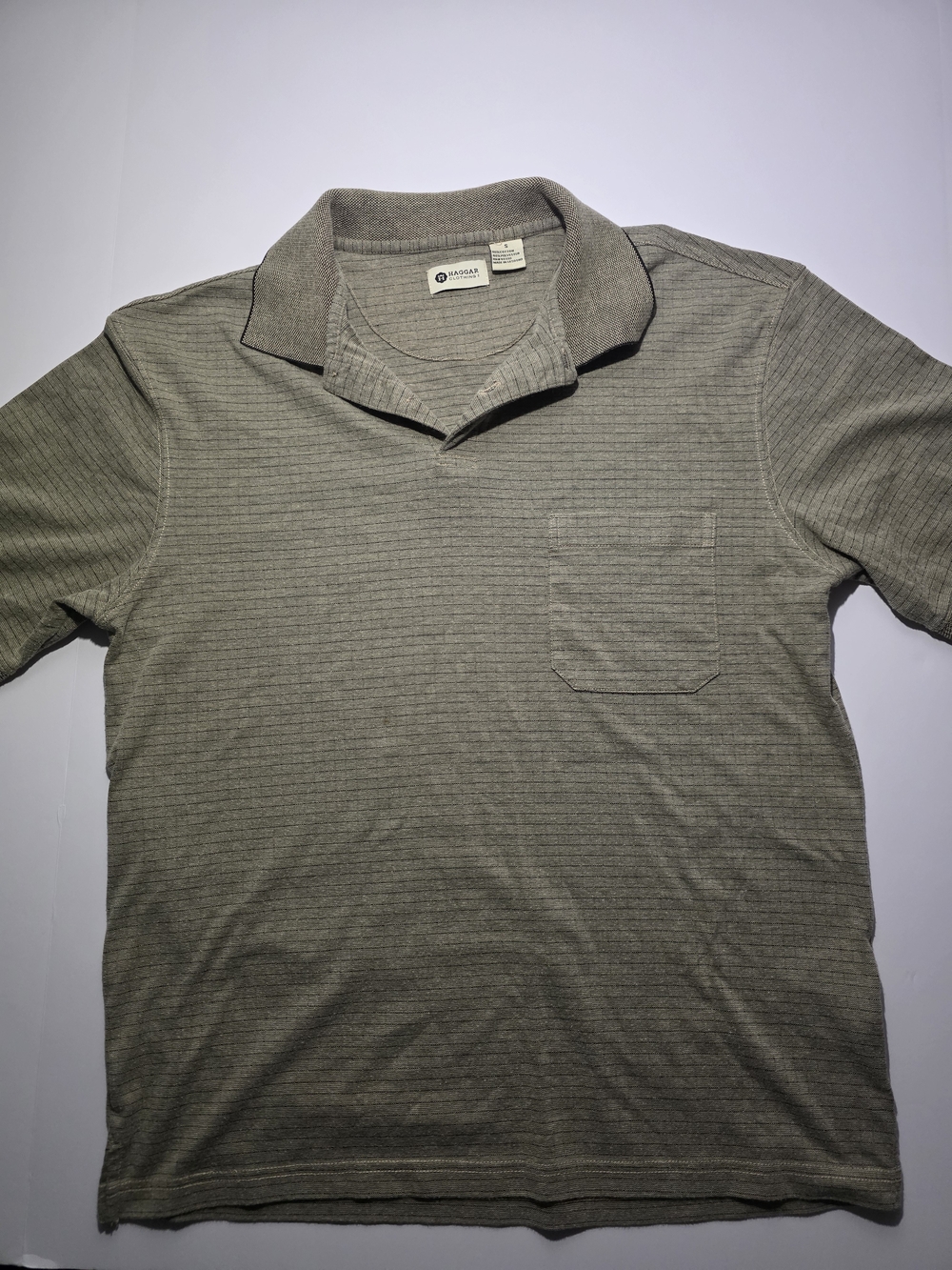 Haggar Olive Green Short-Sleeve Polo with Chest Pocket